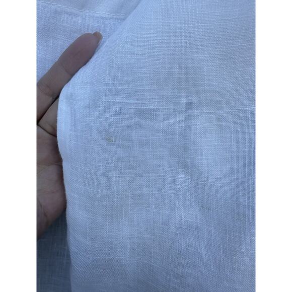 Side Stitch Los Angeles White linen popover blouse pocket Roll Tab Sleeves Sz M - Picture 12 of 12